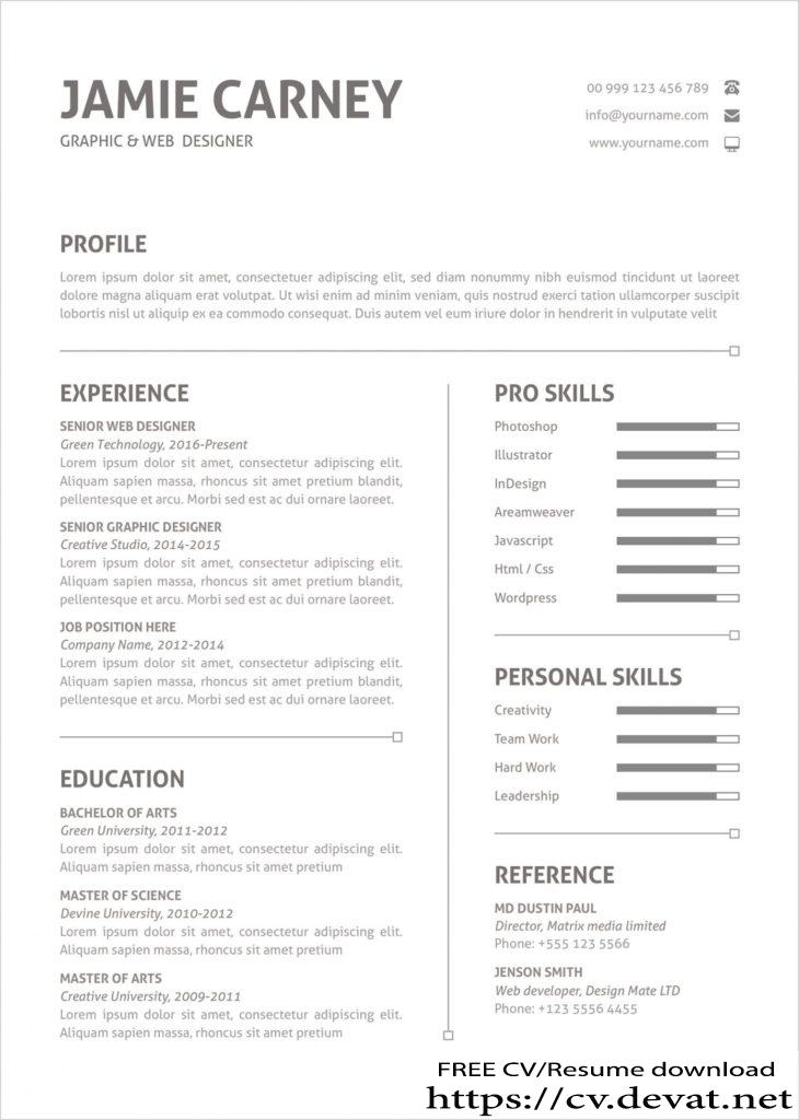 Free Simple Perfect Resume Layout Template And Cover Letter In pdf Word Format