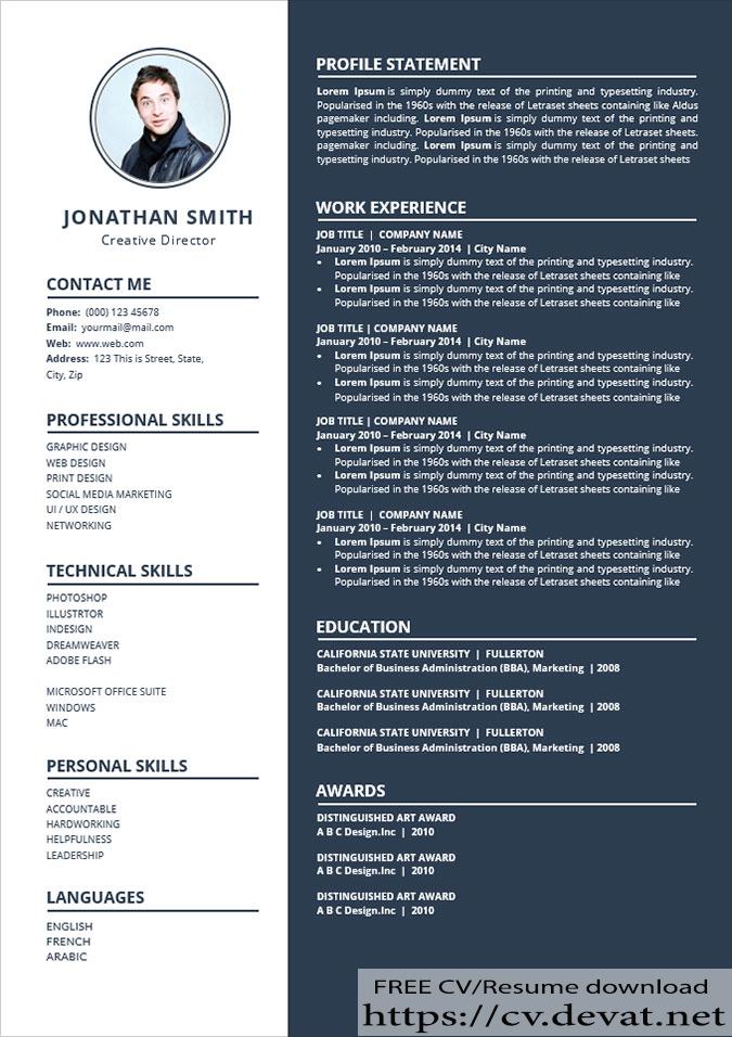 Free Simple to Edit Word Resume CV Template