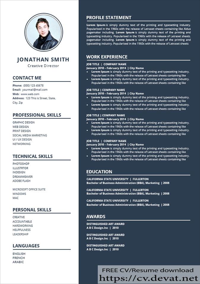 Free Simple to Edit Word Resume CV Template 