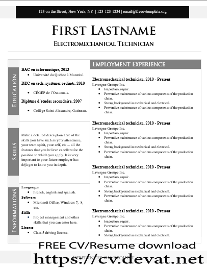 Free cv template English and Canada Resume سيرة ذاتية انجليزية و كندية احترافية