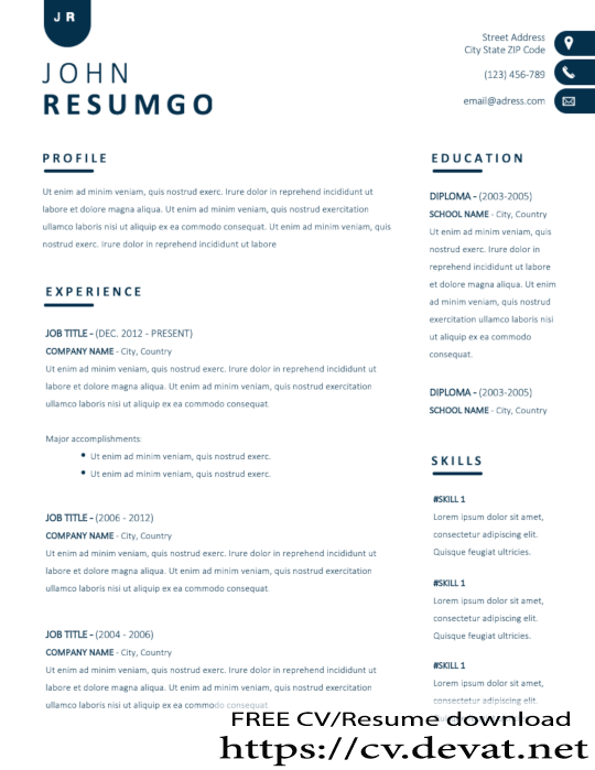 Free simple resume template