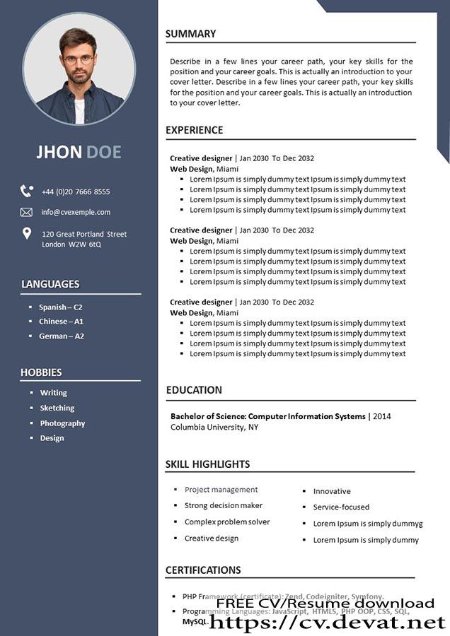 Modern CV Template Word Free Download CV Resume download Share