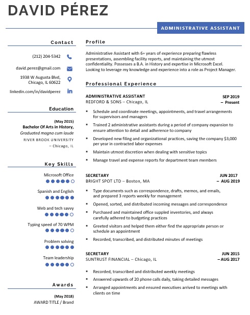 Professional Resume Template Blue