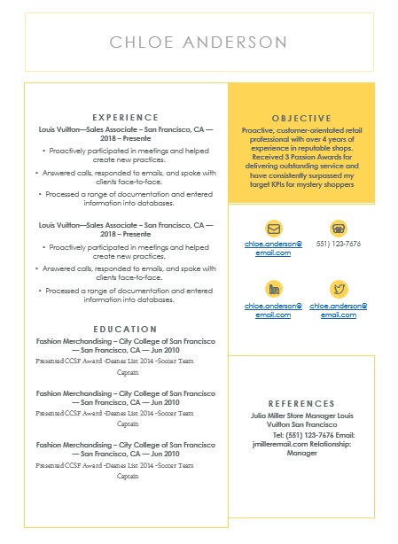 Simple Yellow Word Resume Template