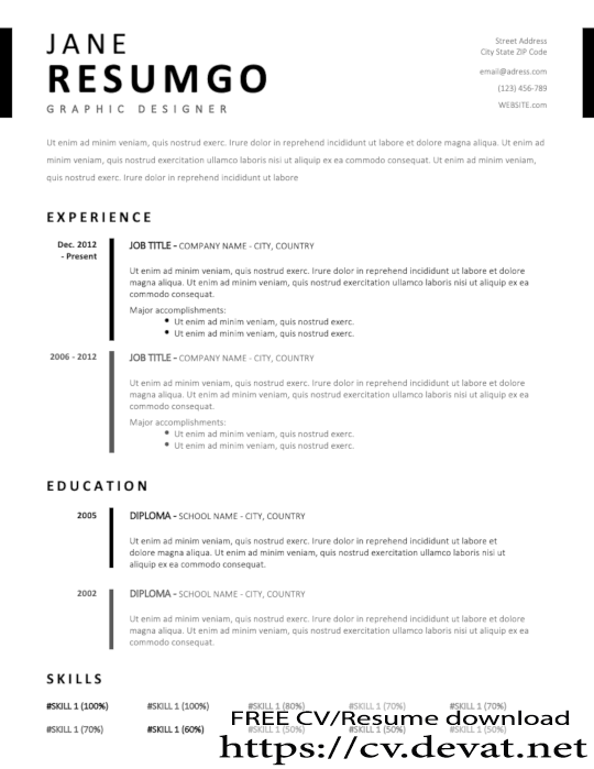 Simple and Professional Stylish Resume Template - CV Resume download Share