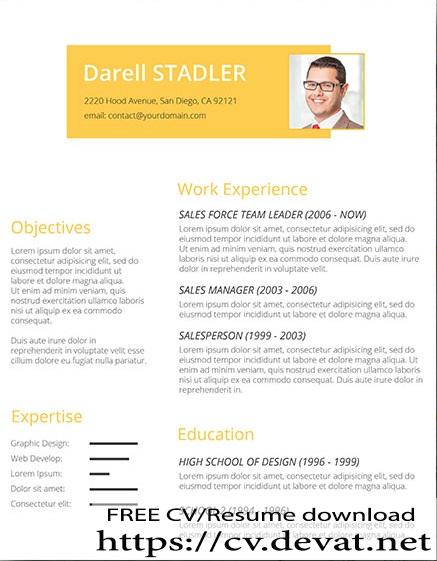 Yellow Simple Resume Template download - CV Resume download Share