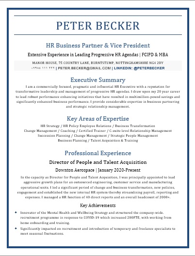 executive CV template ATS Friendly Resume