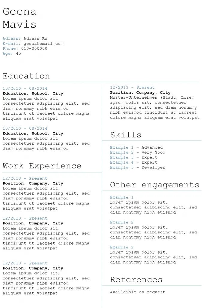 simple and creative CV template