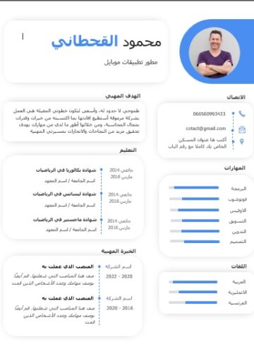 نموذج سيرة ذاتية عربي احترافية مجانا word CV Template